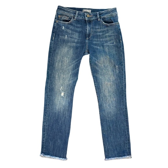 DL1961 Mara Straight Leg Mid Rise Ankle Blue Denim Jean with Instasculpt Size 27 - Picture 4 of 14